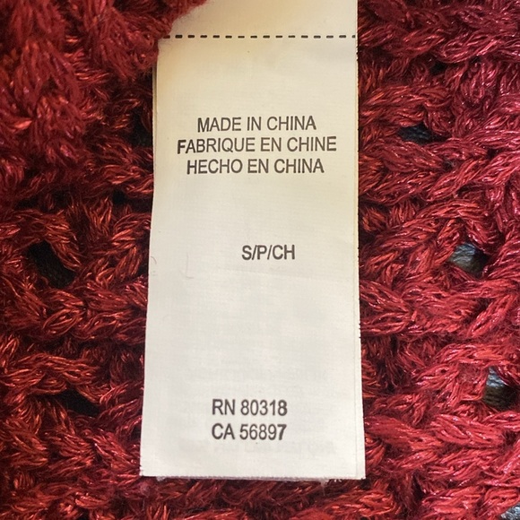 Lucky Brand Marissa Open Knit Sweater Metallic Red Size Small.  Crochet. - Picture 8 of 12